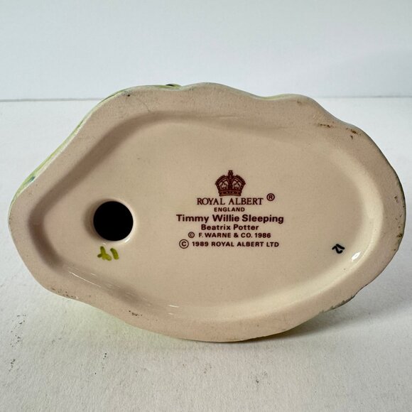 Vtg Beatrix Pottery Timmy Willie Sleeping Pea Pod Porcelain Figurine 1989 - Picture 6 of 7
